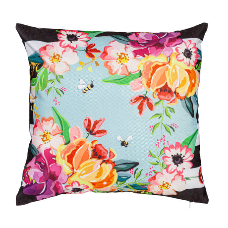 Stripes and Flowers 18" Interchangeable Pillow Cover