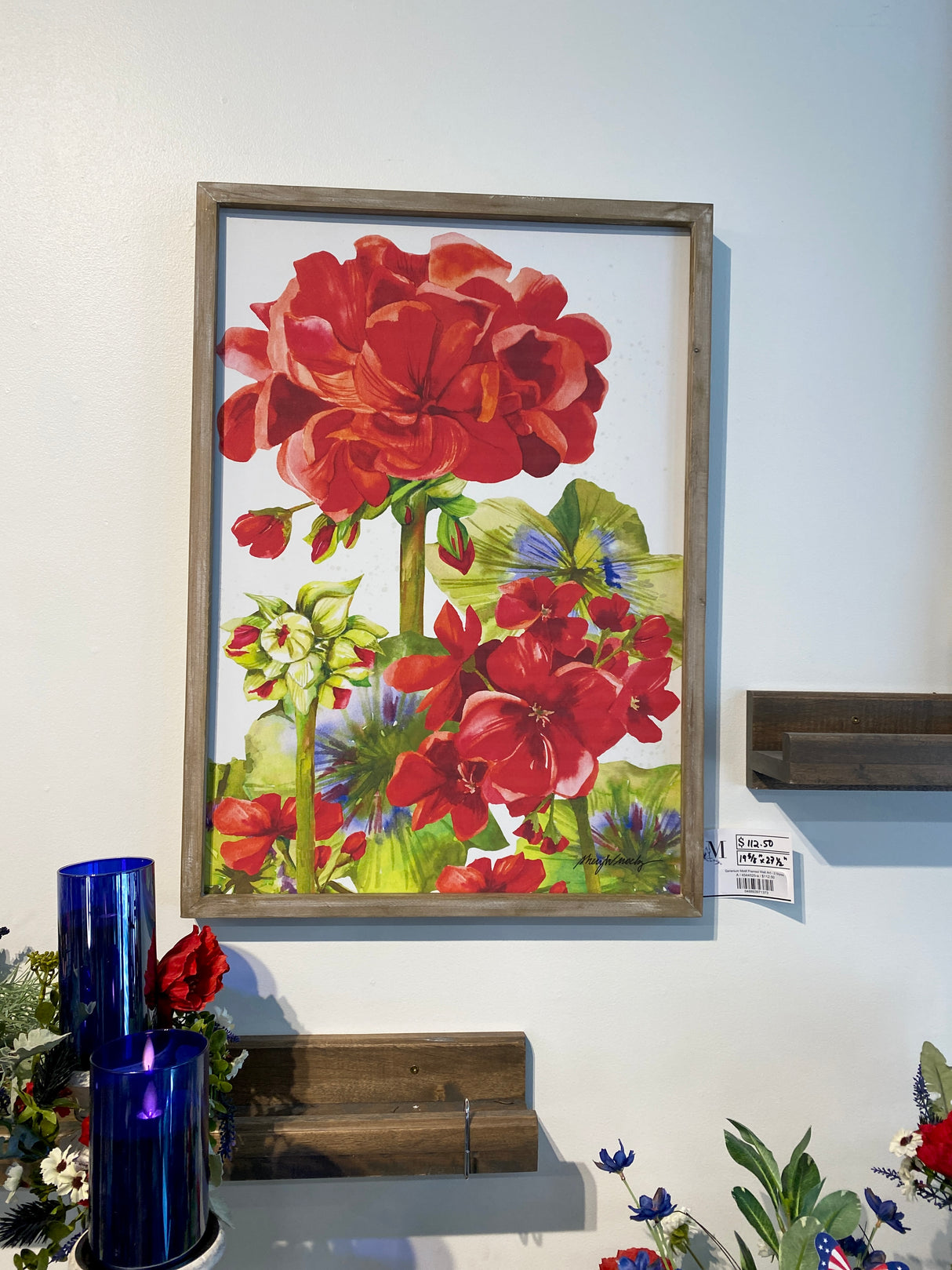Geranium Motif Framed Wall Art - 2 Styles