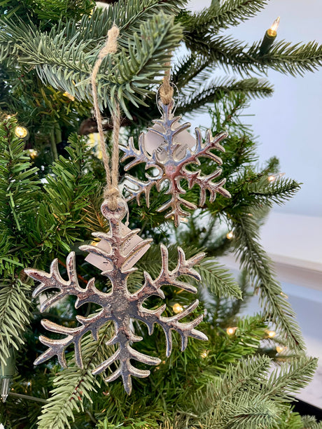 Silver Frost Snowflake Ornament Set of 2