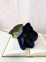 Navy Velvet Magnolia With Gold Edge