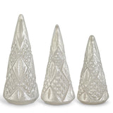 Matte Silver Mercury Glass Embossed LED Tree- 3 Sizes