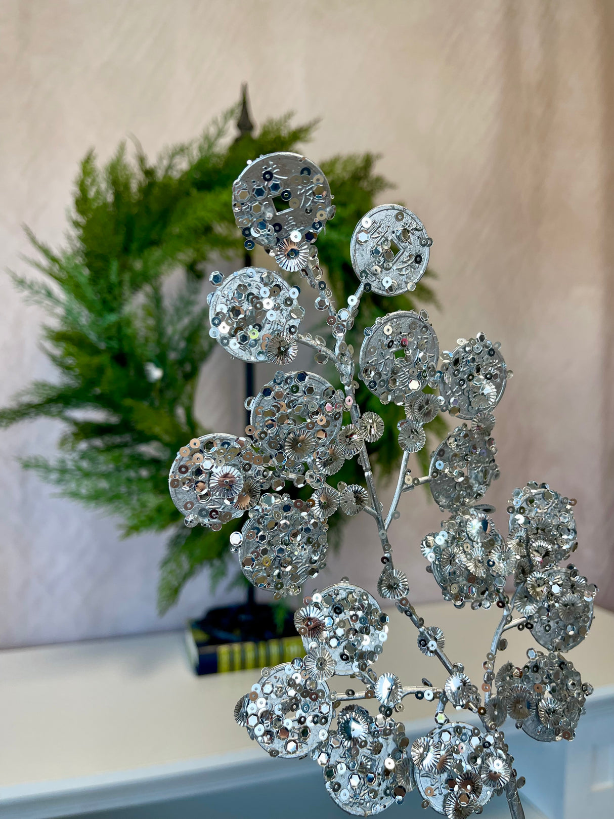 Silver Sparkles Leaf Spray