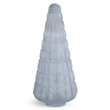 Embossed Frosted Light Blue Glass Trees - 3 Sizes