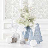 Embossed Frosted Light Blue Glass Trees - 3 Sizes