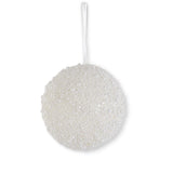 6" Round White Pearl Beaded Ornament