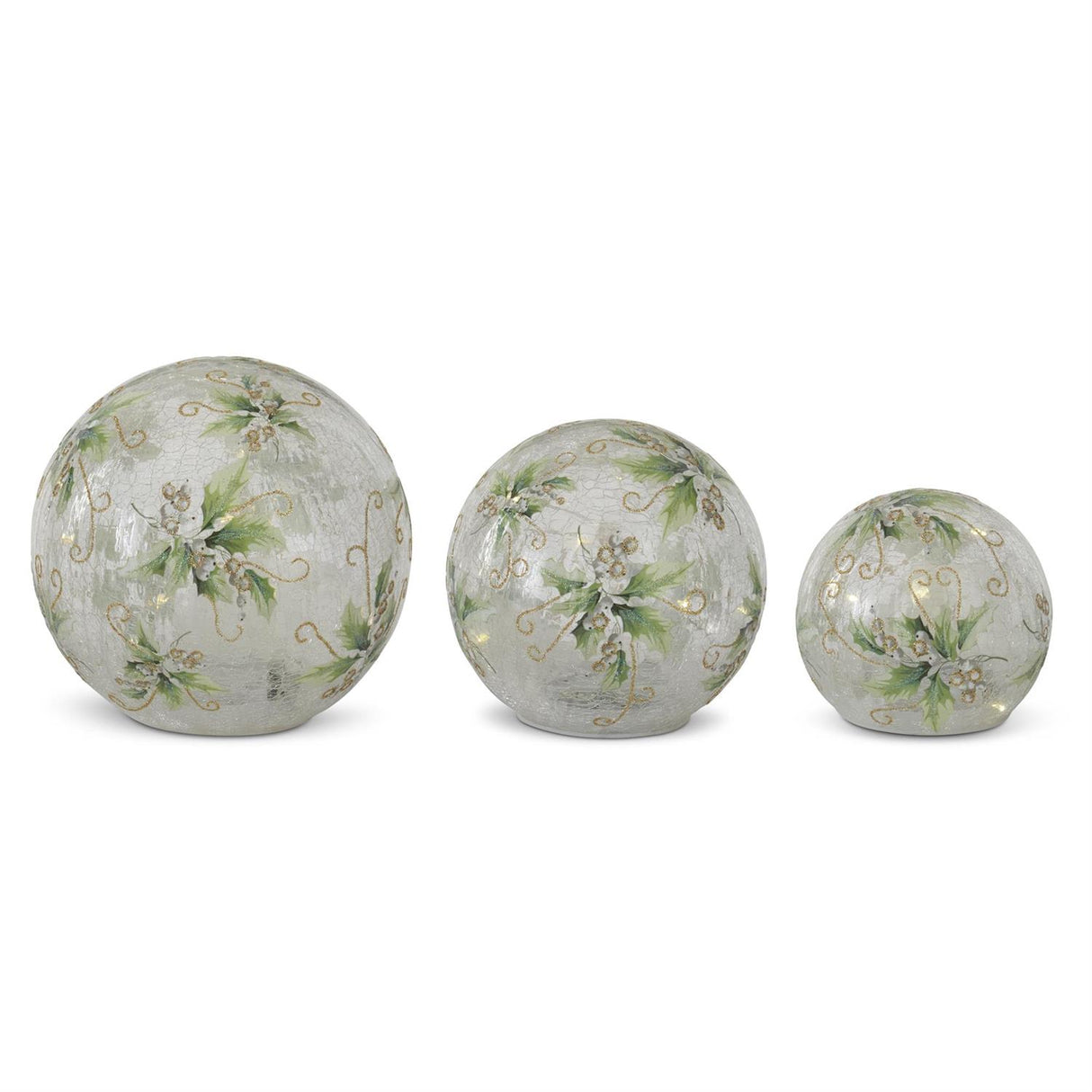 Crackled Glass LED Globes Set of 3