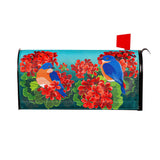 Bluebird in Red Geraniums Mailbox Cover