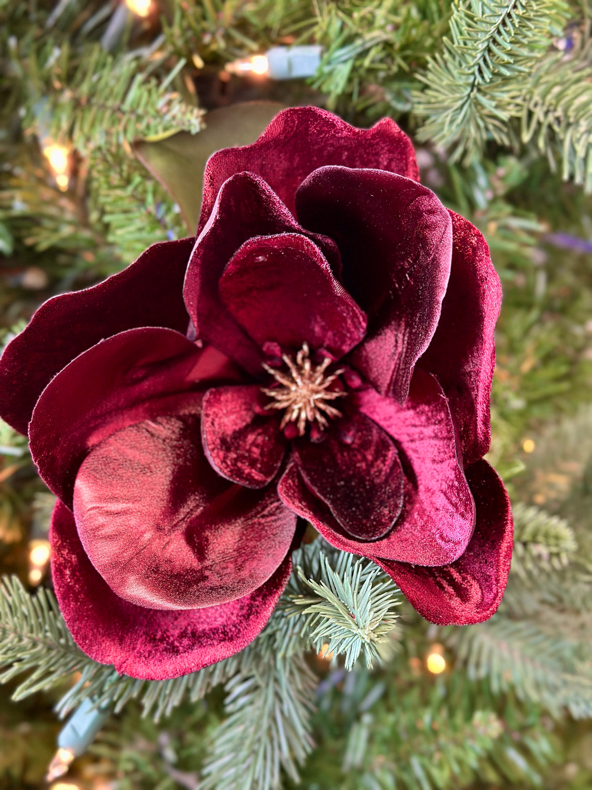 Burgundy Glamour Velvet Magnolia Spray