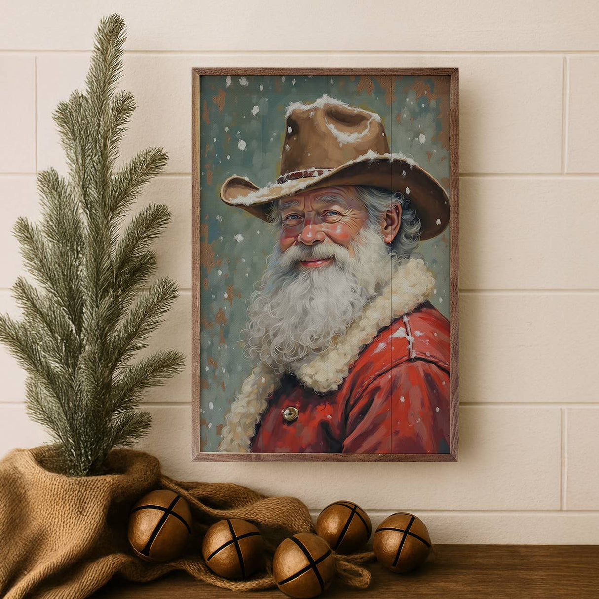Cowboy Claus Portrait Wood Art