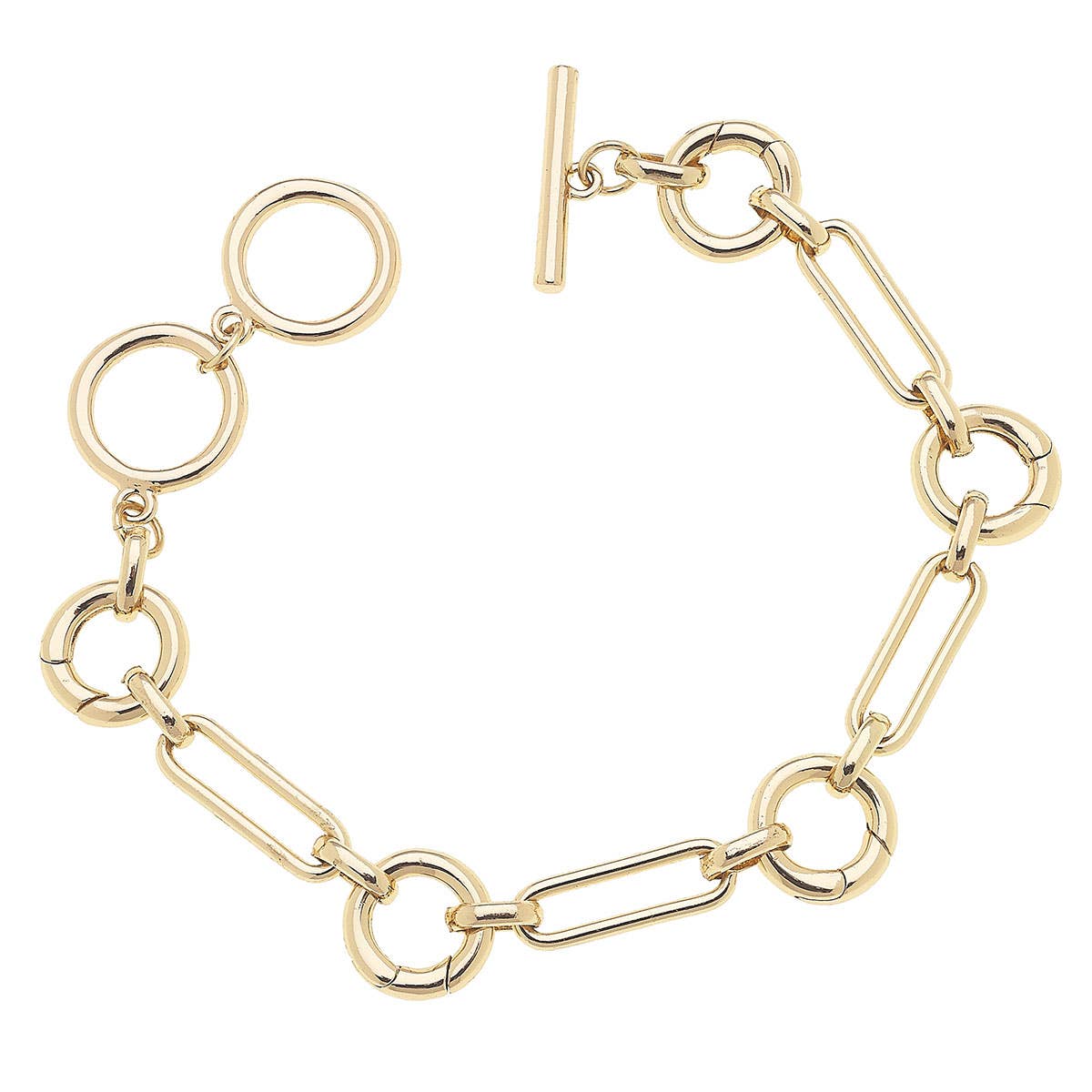 Bella Multi-Charm Toggle Bracelet Base in Shiny Gold