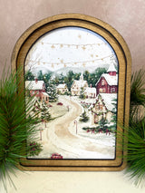 Arch Top Christmas Village Framed Art