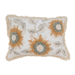 Embroidered Sunflower Pillow