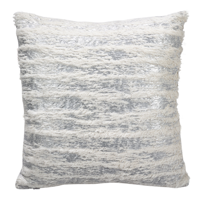 Silver Print Faux Fur Pillow