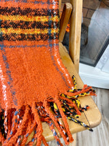 Orange Plaid Throw Blanket