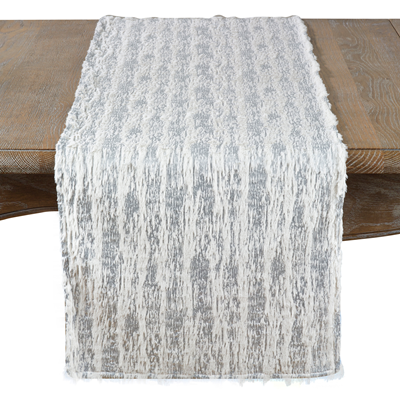 Silver Print Faux Fur Table Runner