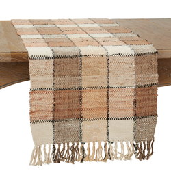 Natural Checkered Table Runner
