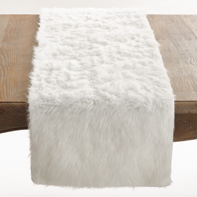 White Faux Fur Table Runner