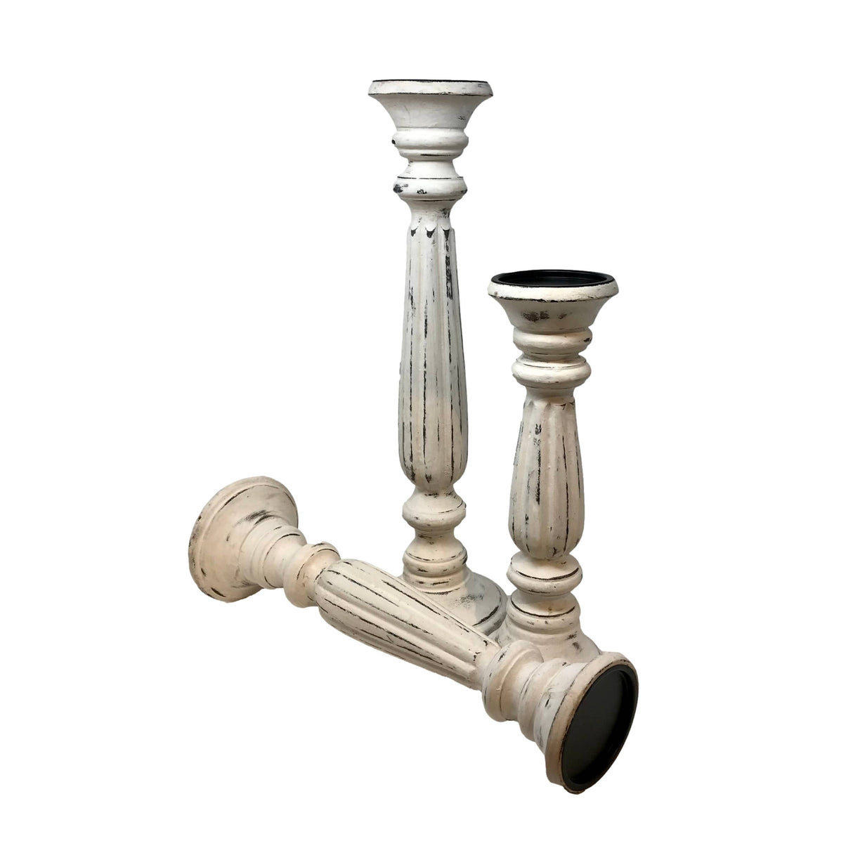 Framingham Wood Pillar Candleholder Set of 3