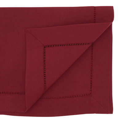 Burgundy Table Runner with Hemstitching