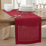 Burgundy Table Runner with Hemstitching