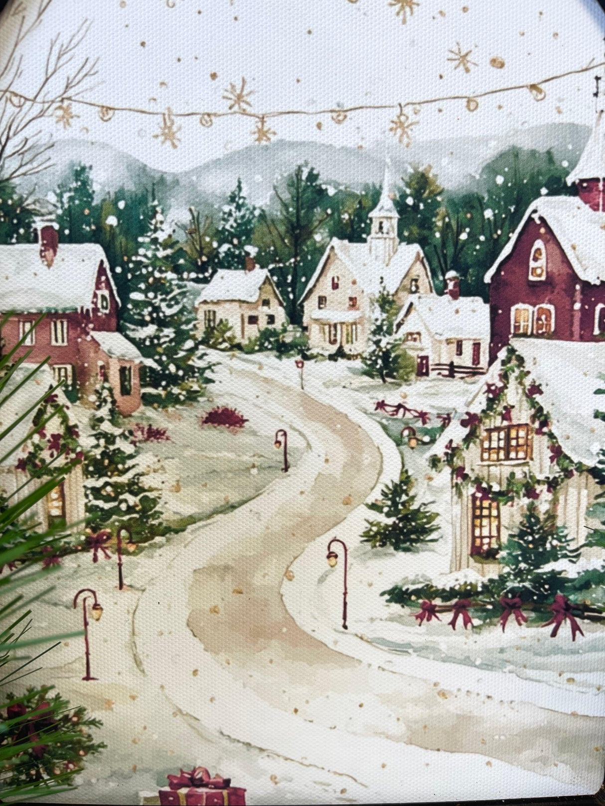 Arch Top Christmas Village Framed Art