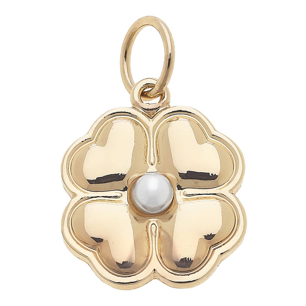 Heart Shaped Clover Charm in Shiny Gold