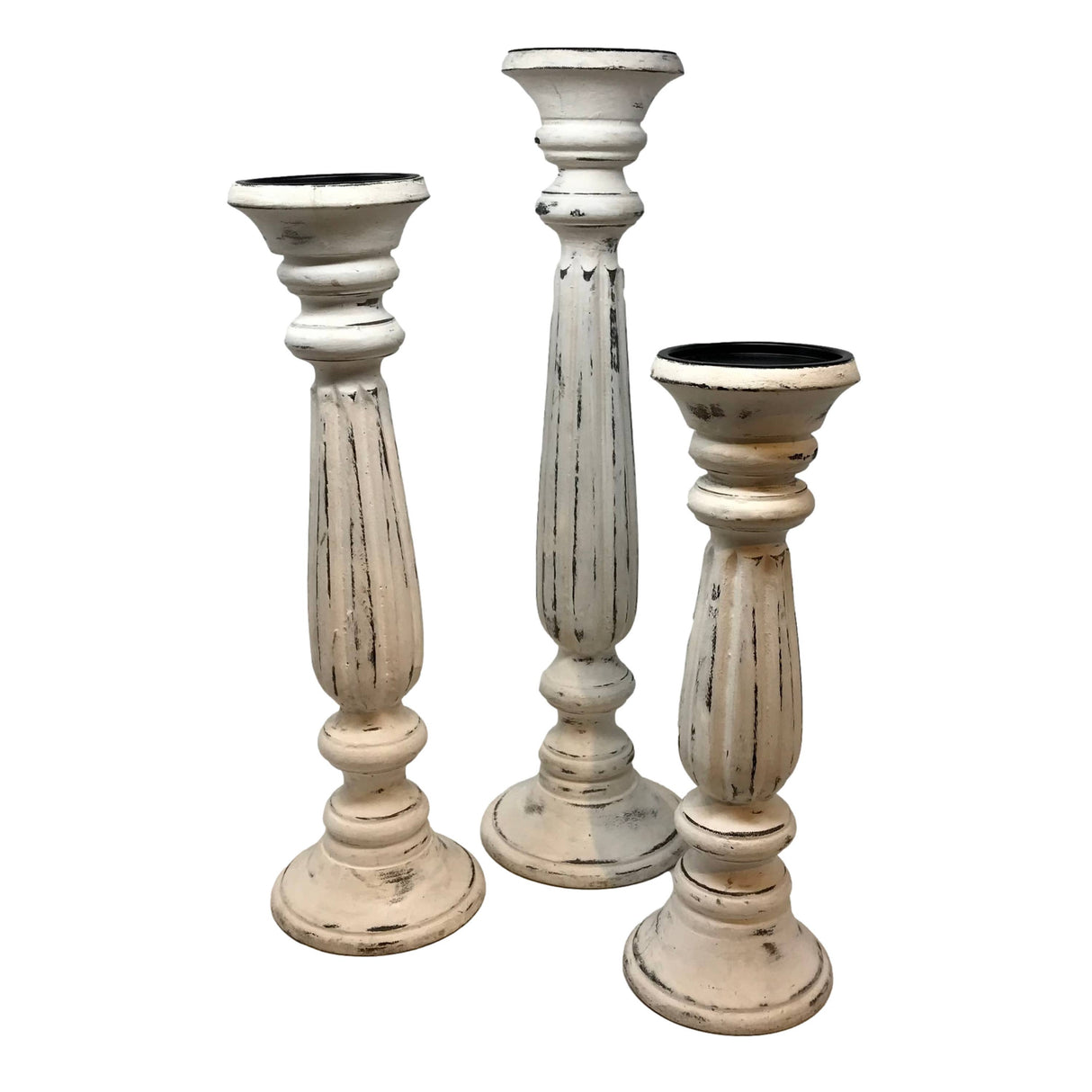 Framingham Wood Pillar Candleholder Set of 3