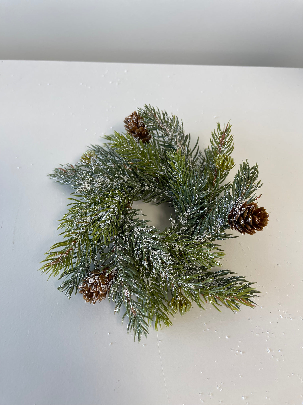 Frosted White Spruce Candle Ring