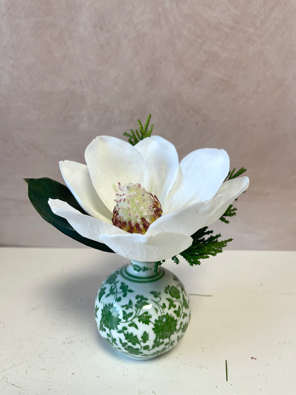 7" Magnolia Centerpiece in Vase
