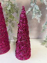 Hot Pink Glamour Sequin Tree Set of 2
