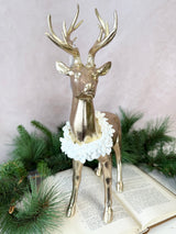 Winter Tale Gold Resin Standing Deer