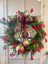 26" Cedar Golden Bell Wreath