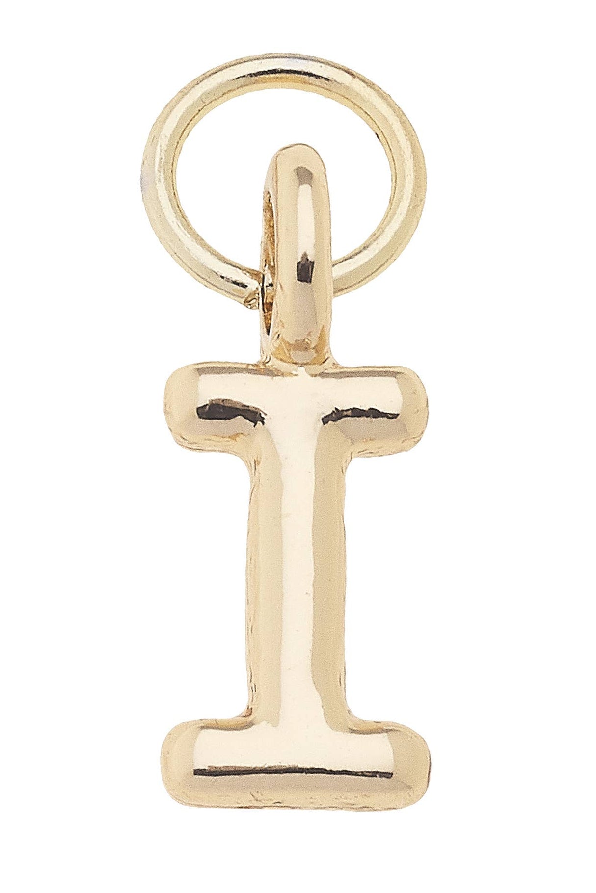 J Mini Initial Charm in Shiny Gold