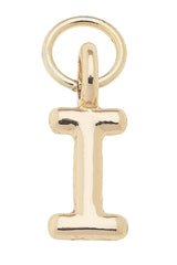 J Mini Initial Charm in Shiny Gold