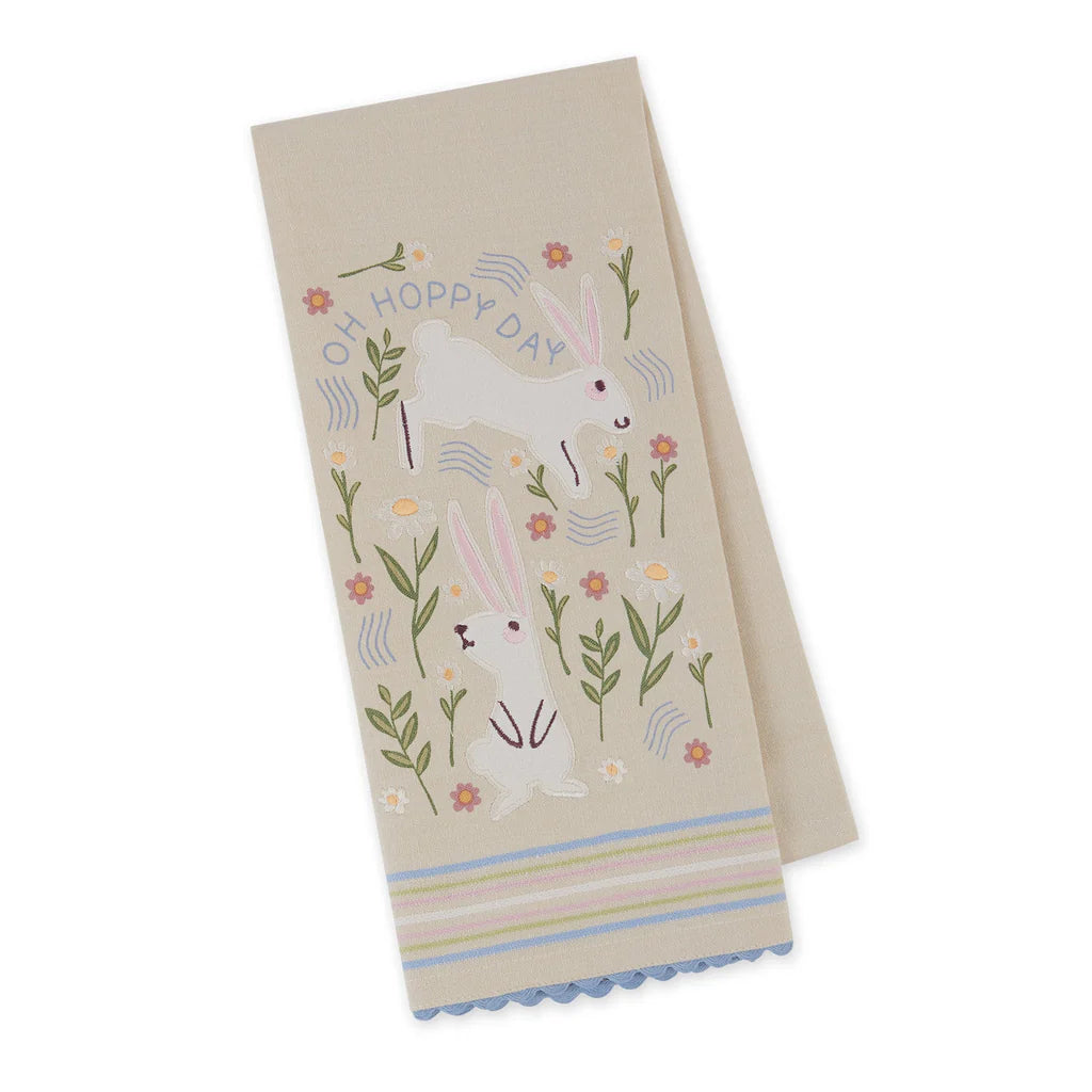 Oh Hoppy Day Embellished Dishtowel