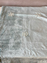 Silver Foil Trees & Beaded Snowflakes Velvet Table Runner