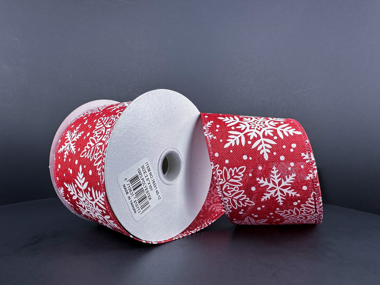 Red Snowflake Flurry Ribbon Bolt