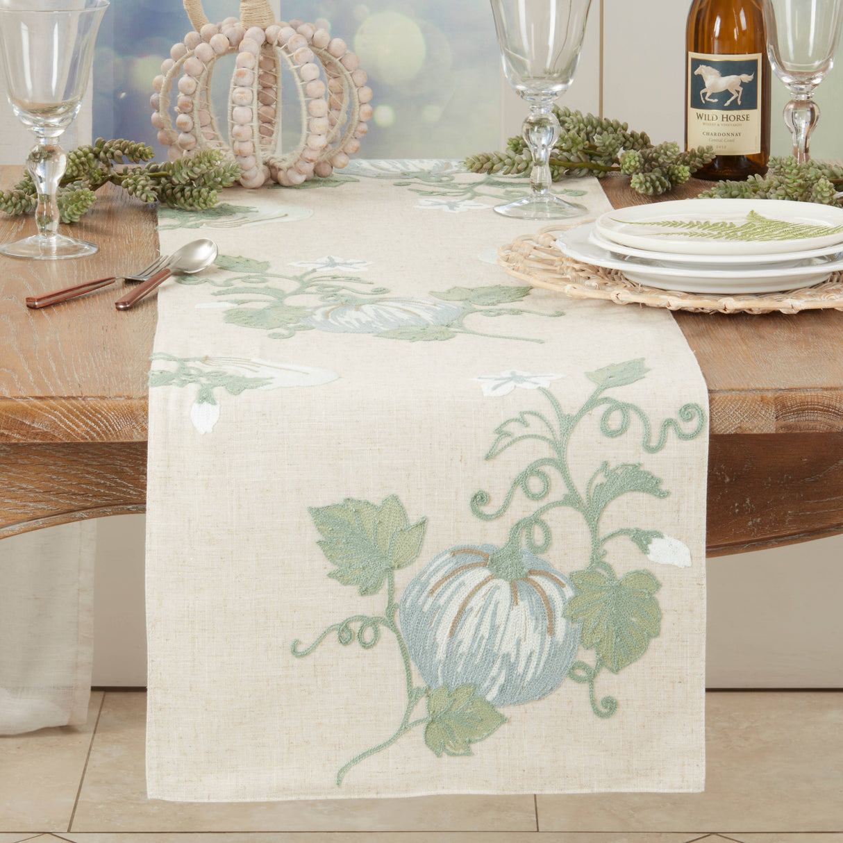 Blue Pumpkin Harvest Table Runner