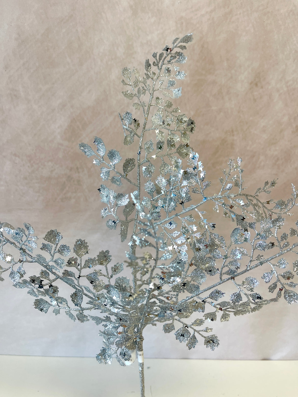 Silver Glitter Maidenhair Spray
