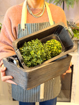 Deep Wooden Tray w/ Metal Handles