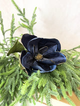 Navy Velvet Magnolia With Gold Edge