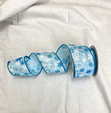 2.5" Blue Snowflake Swirl Ribbon Bolt