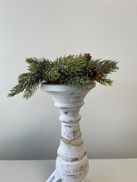 Frosted White Spruce Candle Ring