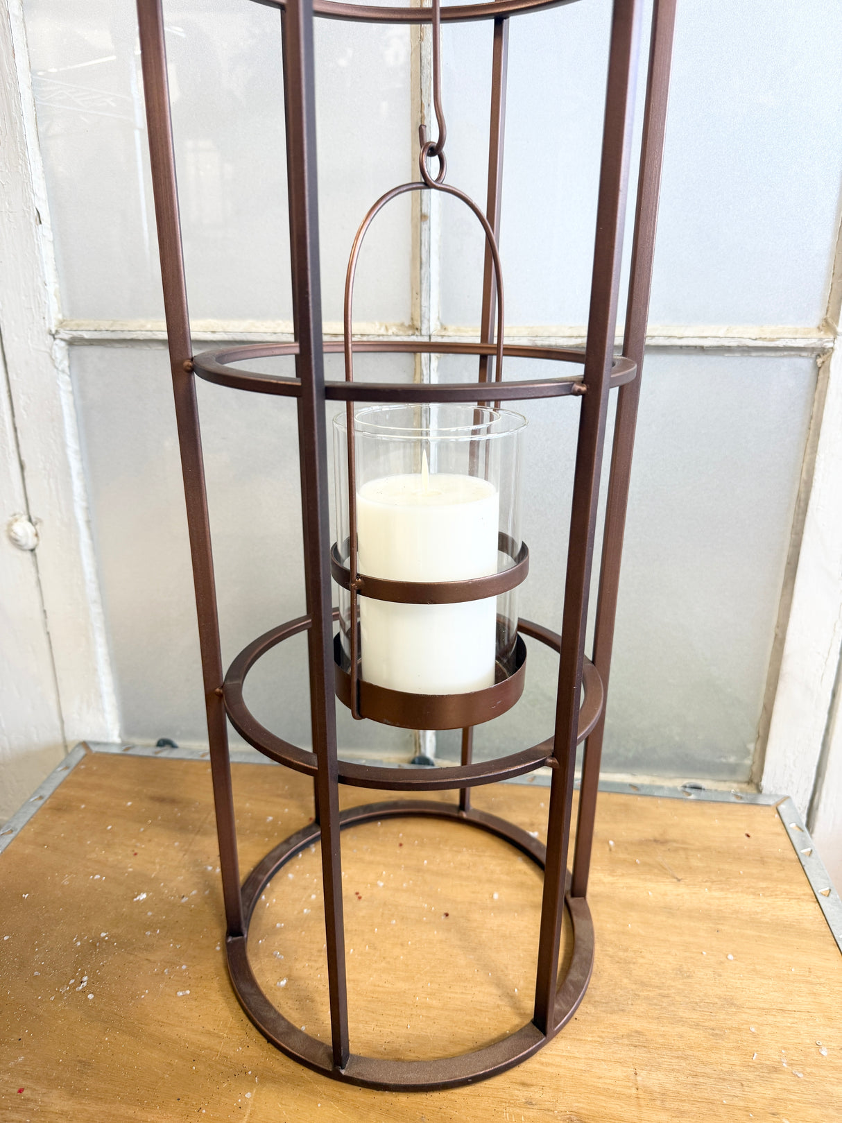Large Modern Bronze Cage Lantern