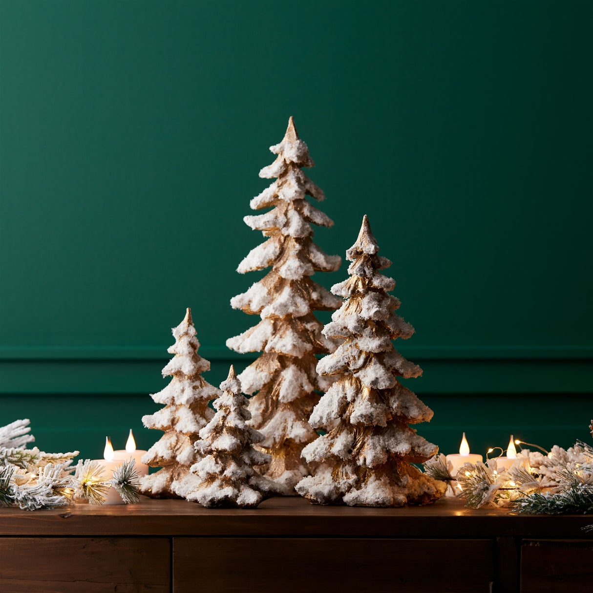 Glitter & Gold Resin Christmas Tree Set of 4