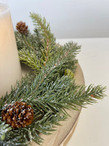 Frosted White Spruce Candle Ring