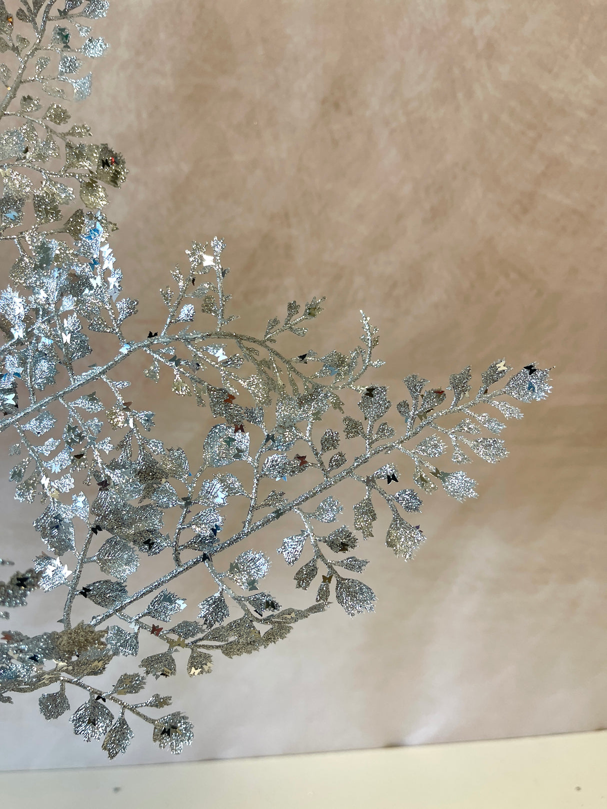 Silver Glitter Maidenhair Spray