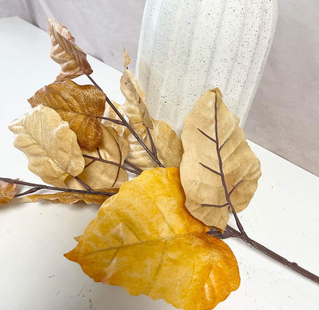 Brown Leather Leaf Spray
