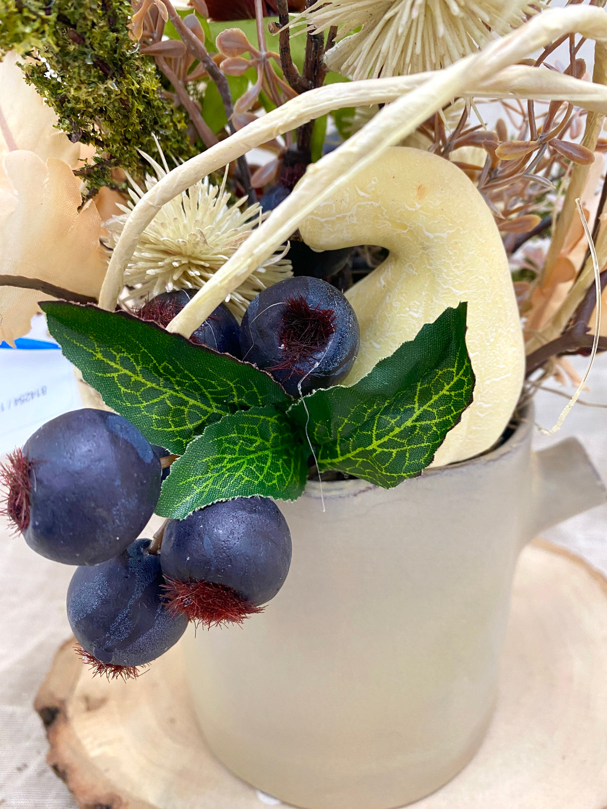 13" Thistles and Pumpkin Centerpiece