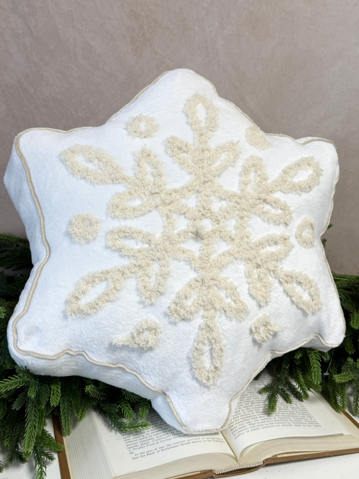 Crystal Frost Snowflake Poly Filled Throw Pillow